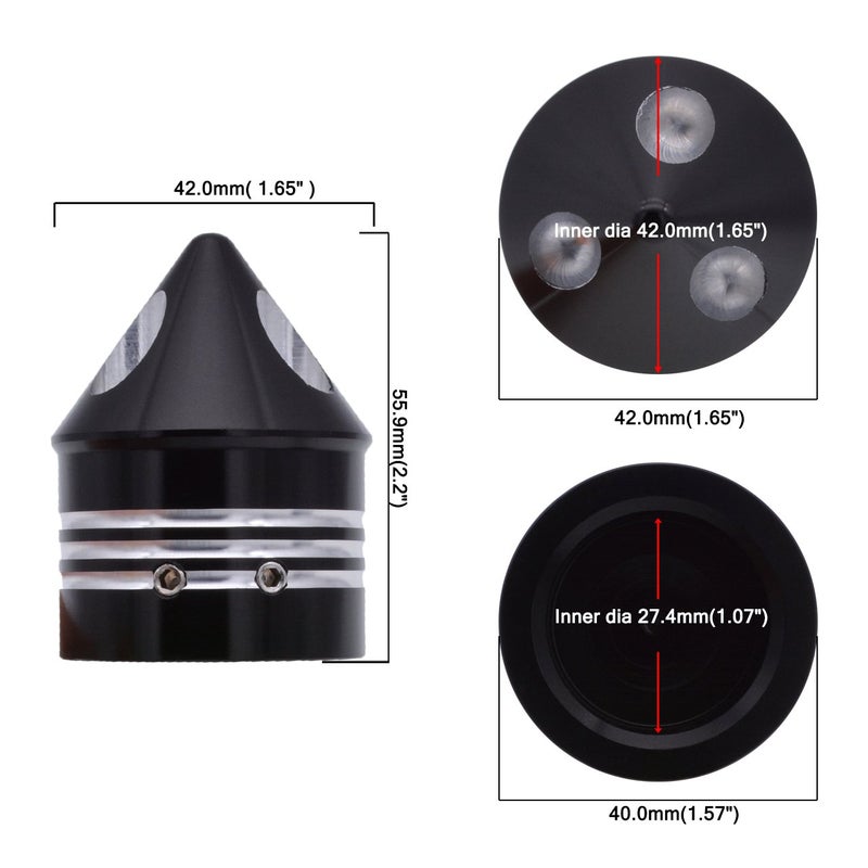 NATGIC 1 Pair Motorcycle Aluminum Front Axle Nut Cover Cap Kit for Dyna Softail Sport-ster Touring Road King FXD FXST FLHT 883 1200 XL (Black) - Image 2
